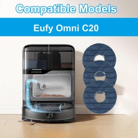 6 Pack Reusable Mop Pads Compatible with Eufy Omni C20 Robot Vacuum - Upgraded Microfiber - Specifically Compatible with C20 Model - Washable & Durable