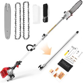 Gas Powered Pole Saws - 58CC 2-Cycle Pole Saws for Tree Trimming with 16-Foot Extendable Reach - Design for Tree Trimming and Branch Cutting