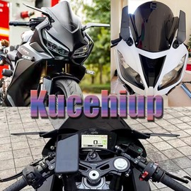 Kucehiup Racing Motorcycle Mirrors, Double Rotating Wing Rearview Mirror Fairing Side Black Compatible with Nin-ja 250 300 400 H2 H4 400 650 ZX10R ZX6R ZX 636