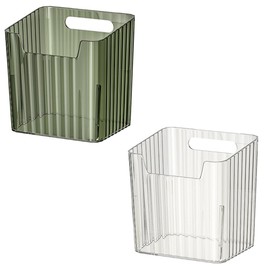 gifthub 2Pcs Storage Organizer Bins,Wall Mounted Clear Storage Bins with Hooks,Easy to Install,Stackable Fridge Organizer,Plastic Floating Shelves for Refrigerator Kitchen Bathroom