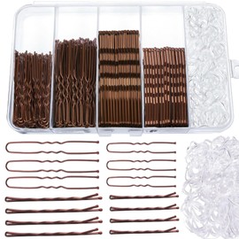 U-Shaped Clip Set, 200 U-Pins + 100 Hair Elastics, Hair Accessories, Hair Clips, Buns, Hairpins, Girls, Hair Ornaments, Storage Case Included