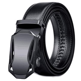 ZAYOKO Men's Leather Belt, Can Be Shortened, Leather Belt Men for Work and Travel, Denim Belt Men 35 mm Wide, Eb-black
