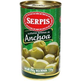 Serpis - Green Olives Stuffed with Anchovies. 12.34 oz