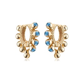 MYEARS Women Huggie Earrings Gold Hoop Bead Ball Light Blue Diamond Cubic Zirconia Dangle 14K Gold Filled Small Simple Hypoallergenic Everyday Jewelry