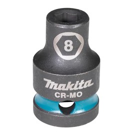 Makita E-16047 Impact Black Impact Socket 1/2" SW8 Short, Chrome-Molybdenum, 38 mm Long, Pack of 1