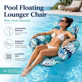 Inflatable Pool Lounge Chair for Adults – Comfortable Mesh Water Float Seat for Pool, Beach Relaxing & Summer Lounging