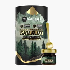 TM NATURALS TM Naturals Pure Himalayan Shilajit Resin - 75% Fulvic Acid, 85+ Trace Minerals, Supports Vitality & Stamina - Includes Steel Spoon, 30g, Lab Tested for Purity