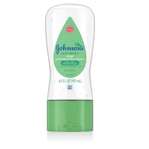 Johnson's Baby Oil Gel With Aloe Vera & Vitamin E, Hypoallergenic and Dermatologist Tested Baby Skin Care, 6.5 fl. oz ( Pack of 4)
