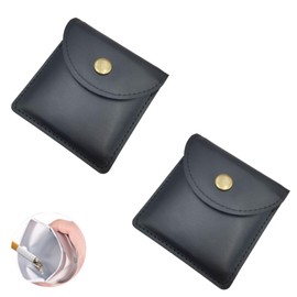 HYOJINYO Pocket Ashtray, Aluminum Film Interior, Compact Portable Ashtray, Lightweight, Convenient, Uses High-grade Leather Flame Retardant Material (Black, 2 Pieces)