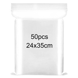 Ziplock Bags 24 x 35 cm, Pack of 50 Lockable Plastic Bags, Large Resealable Plastic Bags, Thickening Durable, Applicable Craft Supplies, Clothes Storage