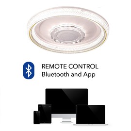 KZU Ceiling Light, 19" LED RGB Light with Bluetooth Speaker, Dimmable Lighting, Bluetooth App & Remote Control, Acrylic Light Cover, Night Mode for Bedroom, Living Room