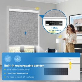 Motorized Blinds with [Free Solar Panels] Upgraded Smart Blinds, Blackout Electric Blinds with Remote，Automatic Roller Shades for Windows Work with Alexa Google Home