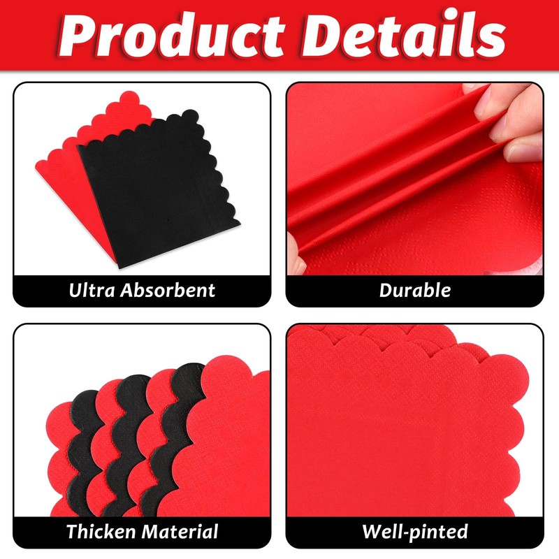 120 Pack Cocktail Napkin 3-ply Scalloped Edged Dessert Napkins Folded