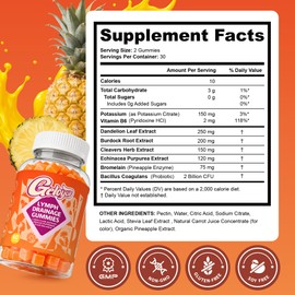 Geloyar Lymphatic Drainage Gummies for Women – Lymph Flow Support, Reduce Puffiness & Water Retention, Dandelion Root, Cleavers, Bromelain & Echinacea, Pineapple, 60 Gummies