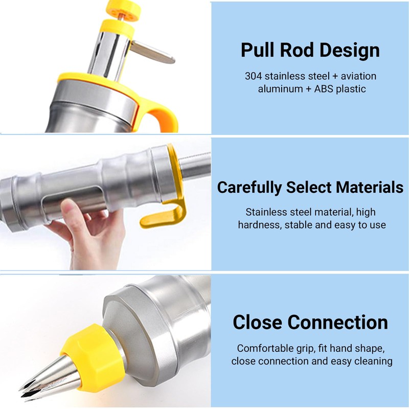Dessert Decorating Syringe, Stainless Steel Dessert Syringe Kit Baking Tools,