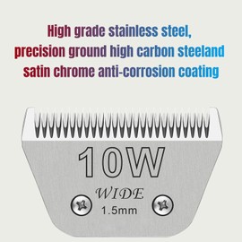 10W Dog Grooming Clipper Replacement Blades, Compatible with Ainds, Oster A5, Wahl Km10 and Other Series Clippers, Blade Size-10W Cut Length 1/16"(1.5mm)