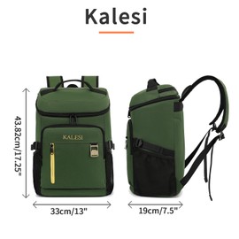 Kalesi Cooler Backpack 36 Cans Lightweight Insulated Backpack Cooler Leak-Proof Travel Camping Lunch Backpack Outdoor Cutlery Backpack for Men and Women (A-Green)