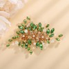 Teyglen Bridal Green Rhinestone Hair Clips Crystal Wedding Hair Barrettes