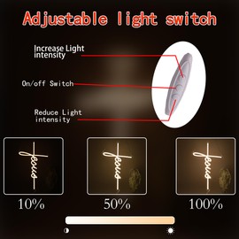 Jesus Cross Neon Sign for Church Room Wall Decor,Cross LED Neon Signs Dimmable for Wall Decor Bedroom Home Room Party Decor Wedding Christmas Easter Celebrations Gift