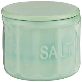 Tablecraft Salt Cellar with Lid, 3.75" x 3.75" x 3.125", Green