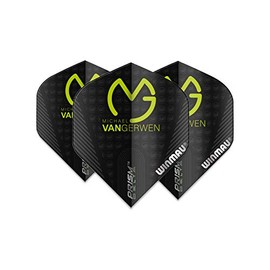WINMAU MvG Michael van Gerwen Prism Delta Black Extra Thick Dart Flights - 1 Set per Pack (3 Flights Total)