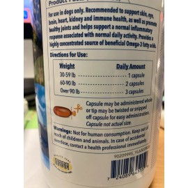 Snip Tips Omega 3 Fish Oil Liquid Supplement for Medium/Large Dogs 250 Count NEW