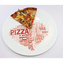 CRISTALICA Pizza Plate Flat I Love Pizza Plate 33 cm Opal Glass