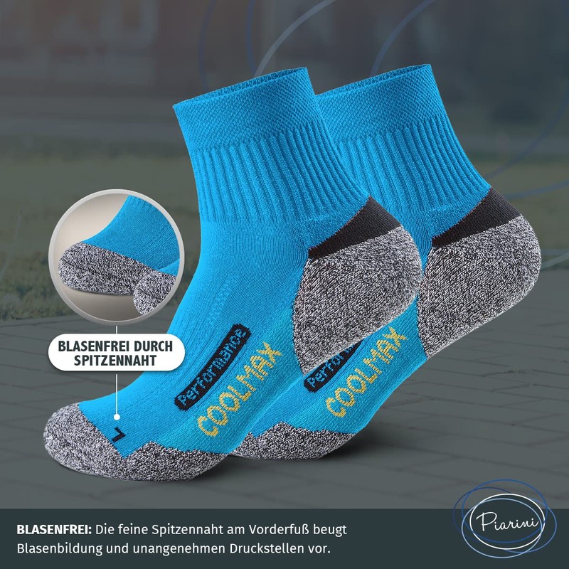 Piarini 2 pairs Coolmax outdoor socks, functional socks, short, black,
