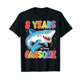 8 Year Old Boys Kids JawSome Shark 8th Eight Year Birthday T-Shirt