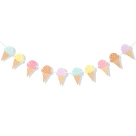 Banner de helado de feliz cumpleaños – Decoración de fiesta de cumpleaños de helado, pancarta de cumpleaños de verano, pancarta de primer cumpleaños de helado, accesorios para primera foto de helado