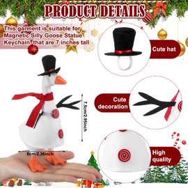 Huhumy Mini Desk Goose Outfit 7inch Magnetic Silly Goose Statue Keychain Clothes Costume for Table Desk Key Holder Decoration(Snowman)