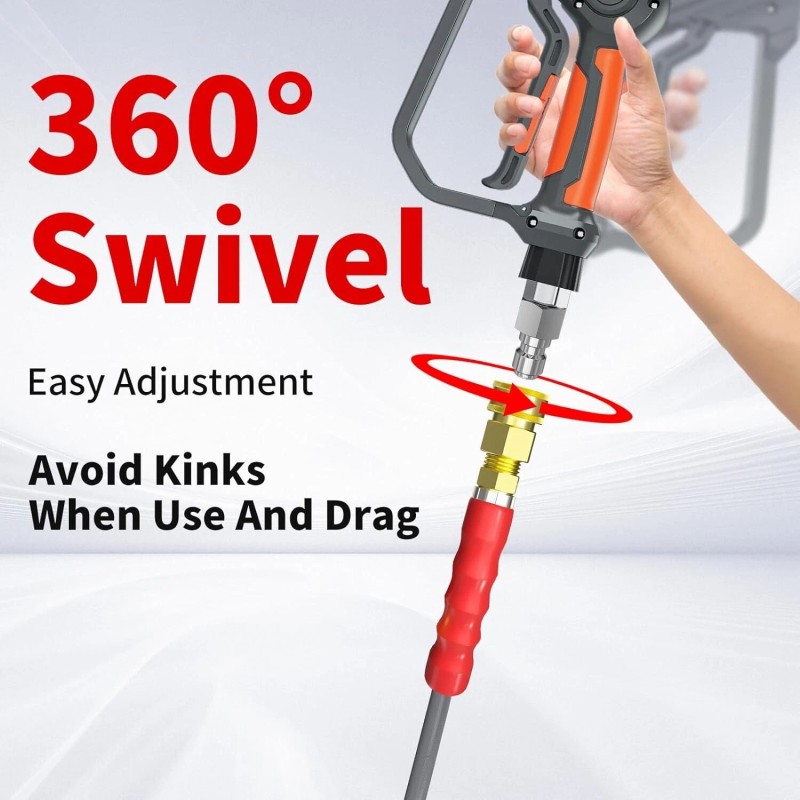 Heliwoo 25FT 4200PSI Pressure Washer Hose 1/4" Flexible Wire Power