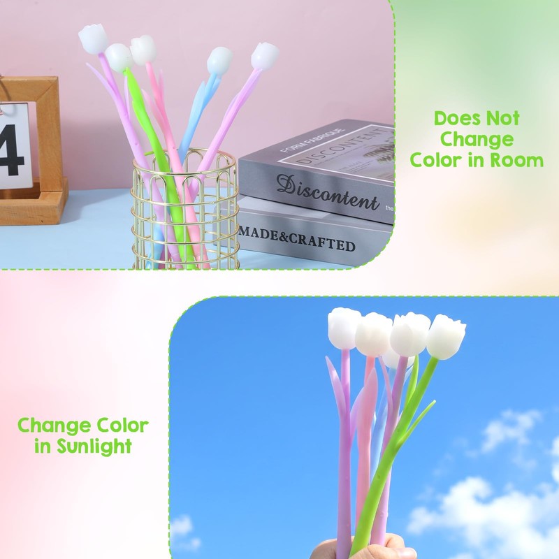 MAQUITA 100 Pieces Color Changing Flower Pens Bulk, Rose Gel