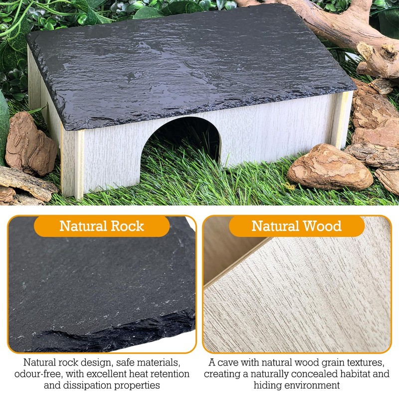 PINVNBY Large Bearded Dragon Basking Platform, Wooden Snake Hide, Ball