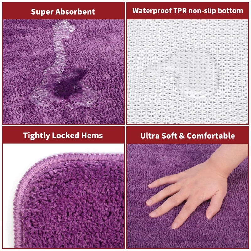 Vinsani Bath Mat Non Slip Bathroom Mat Thickened Fluffy Microfiber
