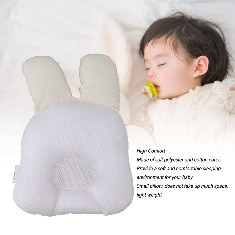 Baby Pillow Recessed Rabbit Ear Shaped 21.5cm Width Soft Breathable