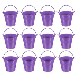 PATIKIL 2.7"x2.3" Small Metal Buckets with Handle, 12 Pcs Mini Galvanized Bucket Colorful Easter Buckets for Crafts Party Favors Decoration, Dark Purple