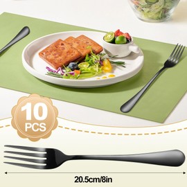 PLMMOUT Forks Set of 10,Black Forks Stainless Steel Forks,Black Silverware Forks Set,Mirror Polished Metal Forks,Forks Silverware,Cutlery Table Forks,8 Inch,Dishwasher Safe