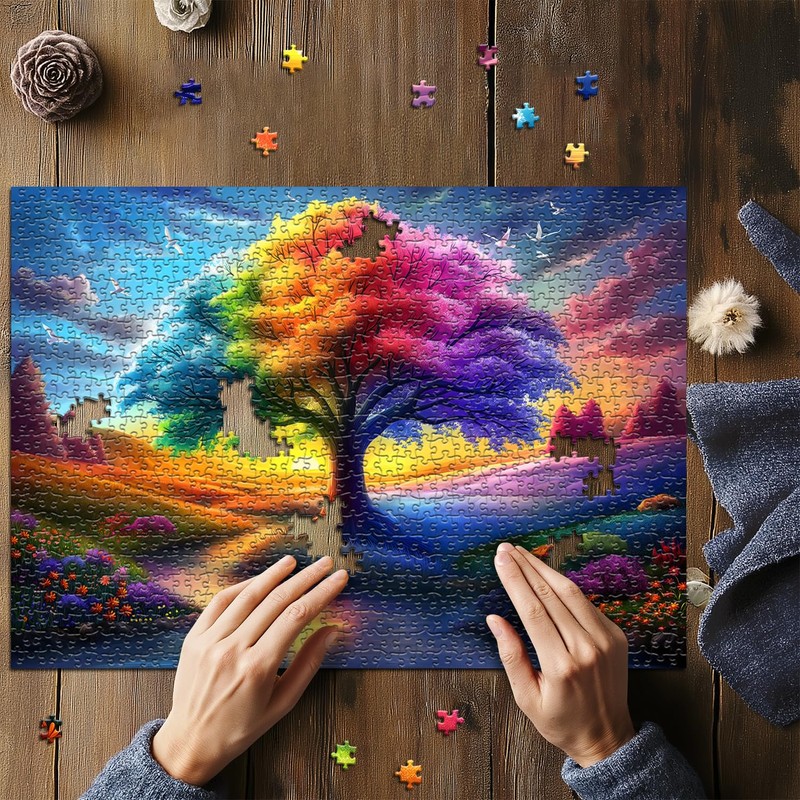 Rainbow Tree of Life Puzzles for Adults 1000 Pieces, Colorful