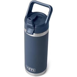 YETI Rambler 18 oz Bottle, Vacuum Insulated, Stainless Steel with Straw Cap, Navy