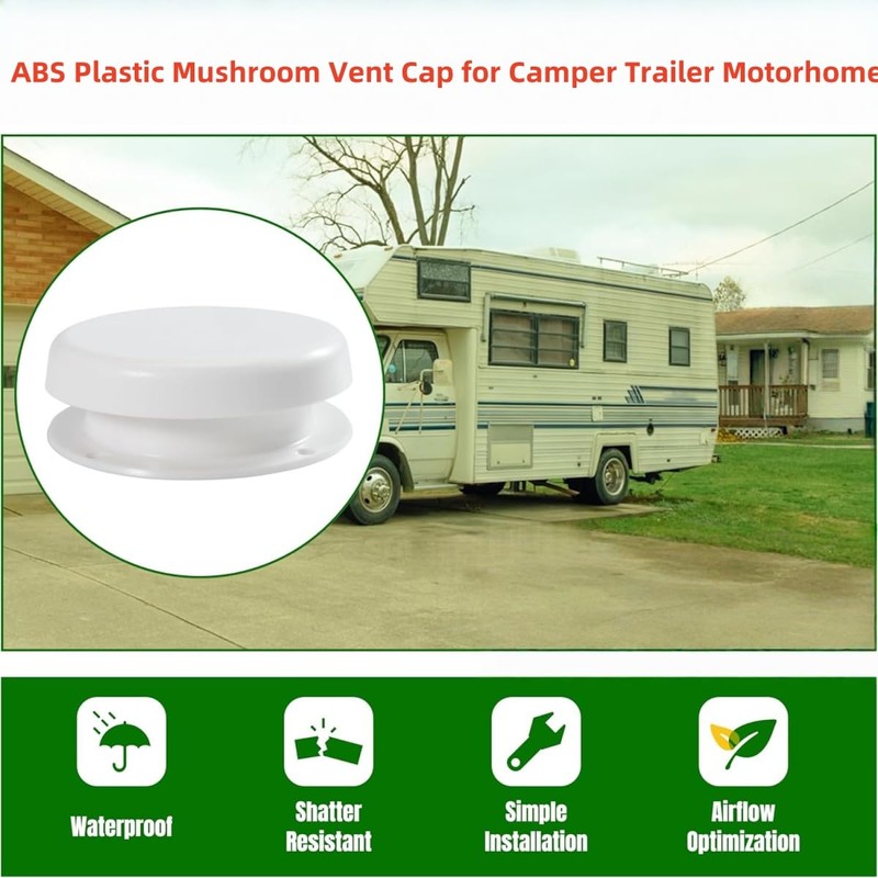 RV Vent Cover, ABS Plastic Mushroom Vent Cap for Camper