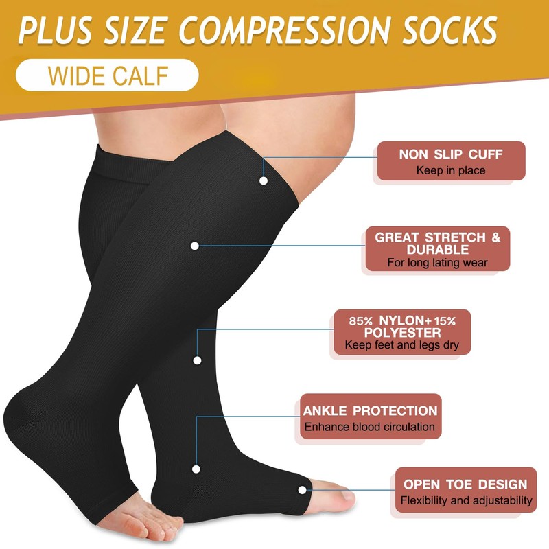 FuelMeFoot Plus Size Compression Socks Wide Calf for Women &