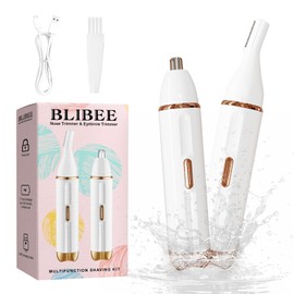 BLIBEE Nose Hair Trimmer for Women, Waterproof Facial Hair Removal, Rechargeable 2 in 1 Ear Eyebrow Trimmer