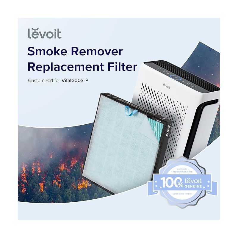 LEVOIT Genuine Vital 200S-P Air Purifier Smoke Remover Replacement Filter,