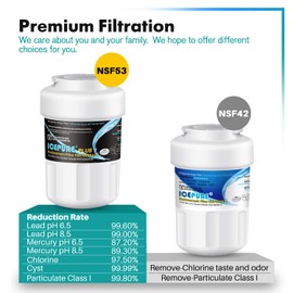 ICEPURE PLUS NSF53&42 RWF0600AH Replacement for GE MFW, MWFP, 197D6321P006, WFC1201, MWFA, PC75009, HDX FMG-1, 46-9996, Refrigerator Water Filter 2PACK