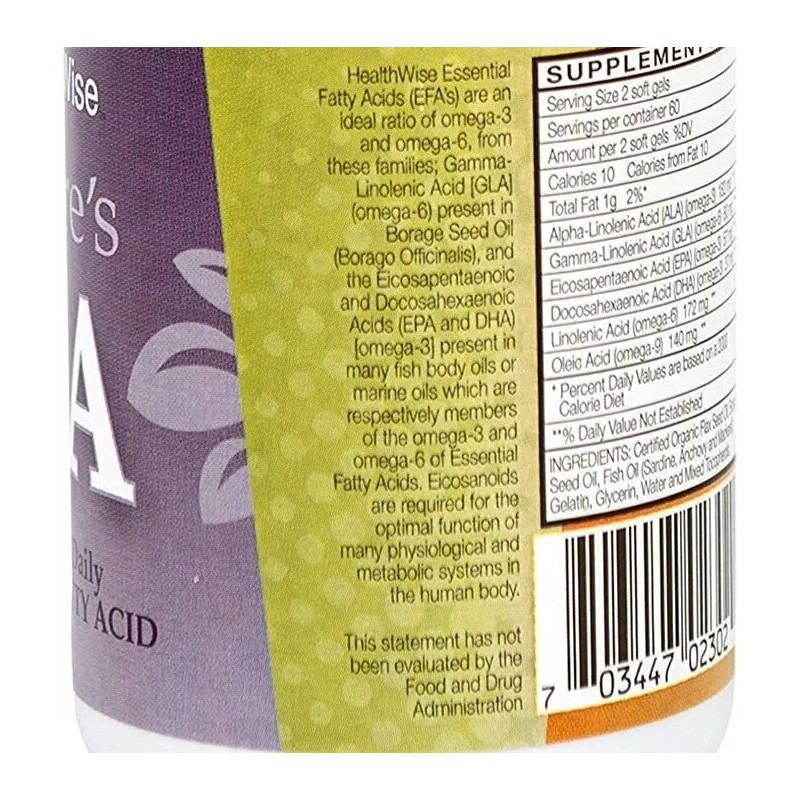 HealthSmart Nature’s EFA, Essential Fatty Acids, 120 Caps