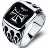 Stainless Steel Crusade Cross Biker Ring (Silver, S)