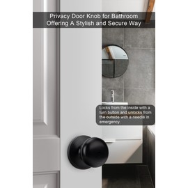 goldenwarm Black Interior Door Knob, Privacy Door Knob, Matte Black Bedroom Door Knobs, Door Knobs Interior Bulk, Privacy Door Knobs for Bedroom or Bathroom(3 Pack)
