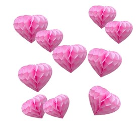 Heart Shaped Honeycomb Balls Party Decorations 10 Pieces 6" 8" Tissue Paper Pom Poms Flower Balls for Birthday Wedding Party Baby Shower Nursery Wall Decor (10pcs Pink)
