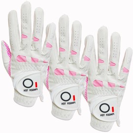 Golf Gloves Women Left Hand 3 Pack Right Handed Golfer All Weather Rain Grip Womens Ladies Golf Glove Size Small Medium Large XL (Medium, Worn on Right Hand)